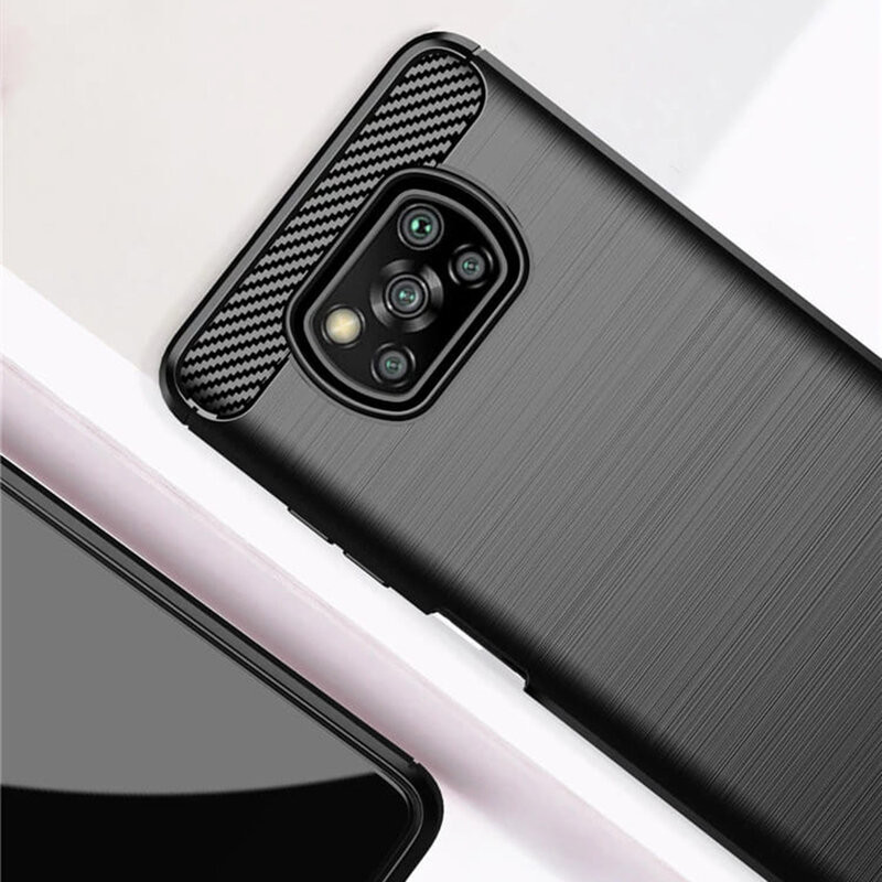 Husa Xiaomi Poco X3 NFC, Carbon TPU, Techsuit - Negru - 3 | YEO