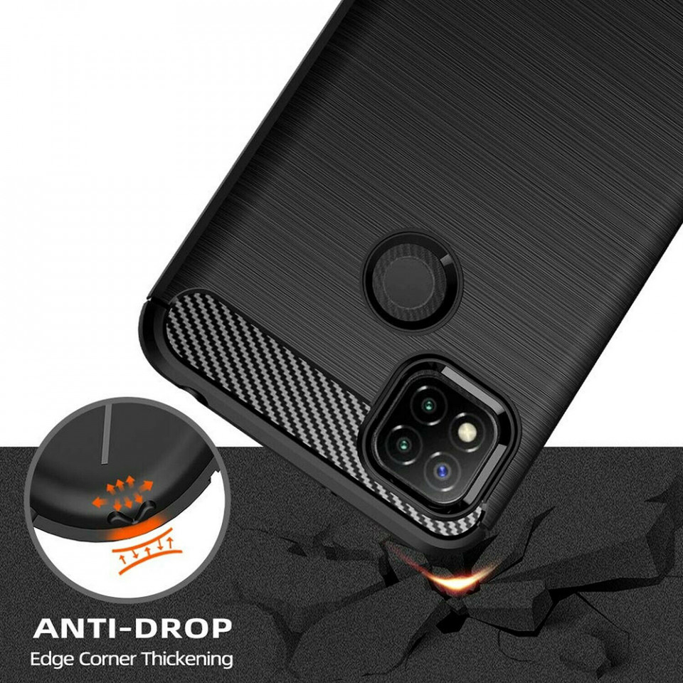 Husa Xiaomi Redmi 9C din silicon, Slim, cu textura Fibra Carbon - Negru - 1 | YEO