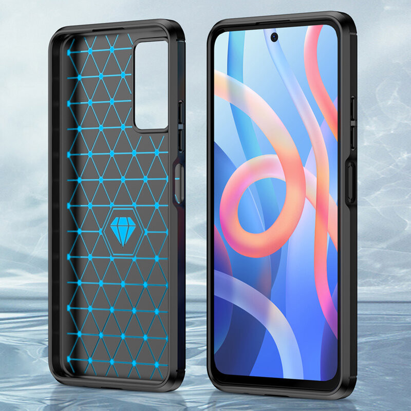 Husa Xiaomi Redmi Note 11 Pro+ 5G din silicon, Slim, cu textura Fibra Carbon - Negru - 2 | YEO