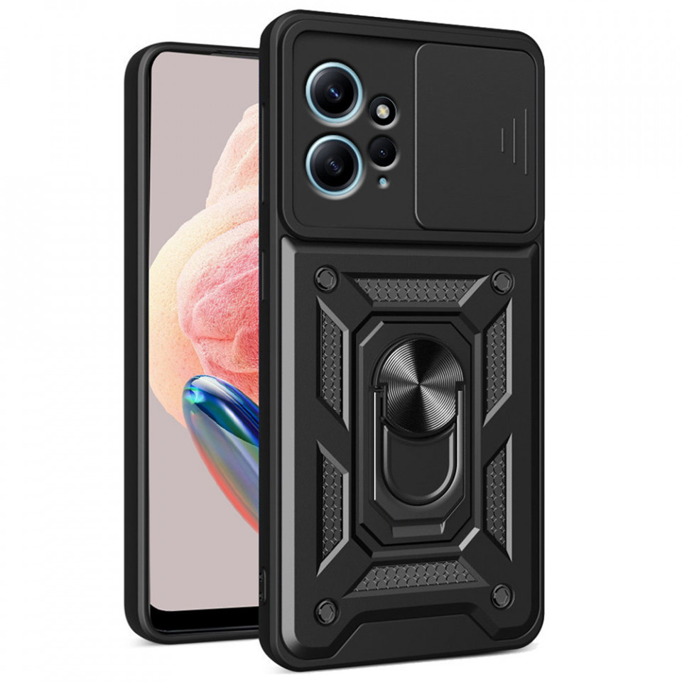 Husa Xiaomi Redmi Note 12 4G cu inel magnetic, Techsuit CamShield - Negru - 2 | YEO