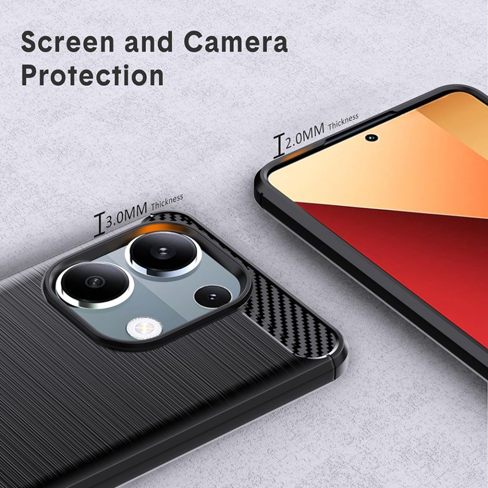 Husa Xiaomi Redmi Note 13 Pro 4G / Poco M6 Pro 4G din silicon, Slim, cu textură Fibra Carbon - Negru - 3 | YEO