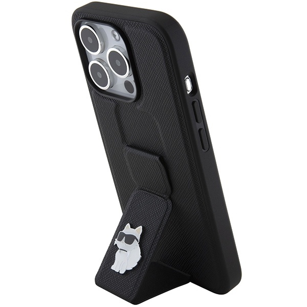 Huse pentru iPhone 15 Pro Max, Karl Lagerfeld, Saffiano Gripstand, Negru - 1 | YEO