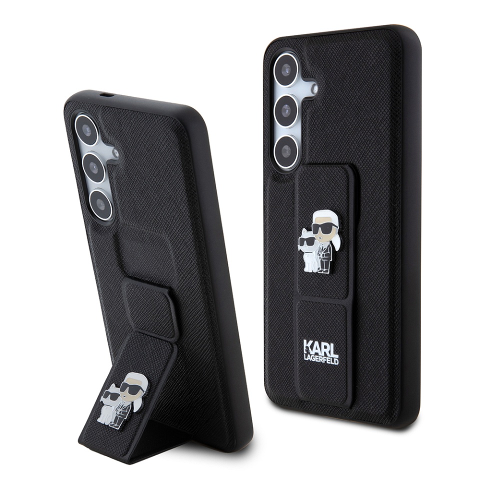 Huse pentru Samsung Galaxy S24, Karl Lagerfeld, Saffiano Gripstand, Negru
