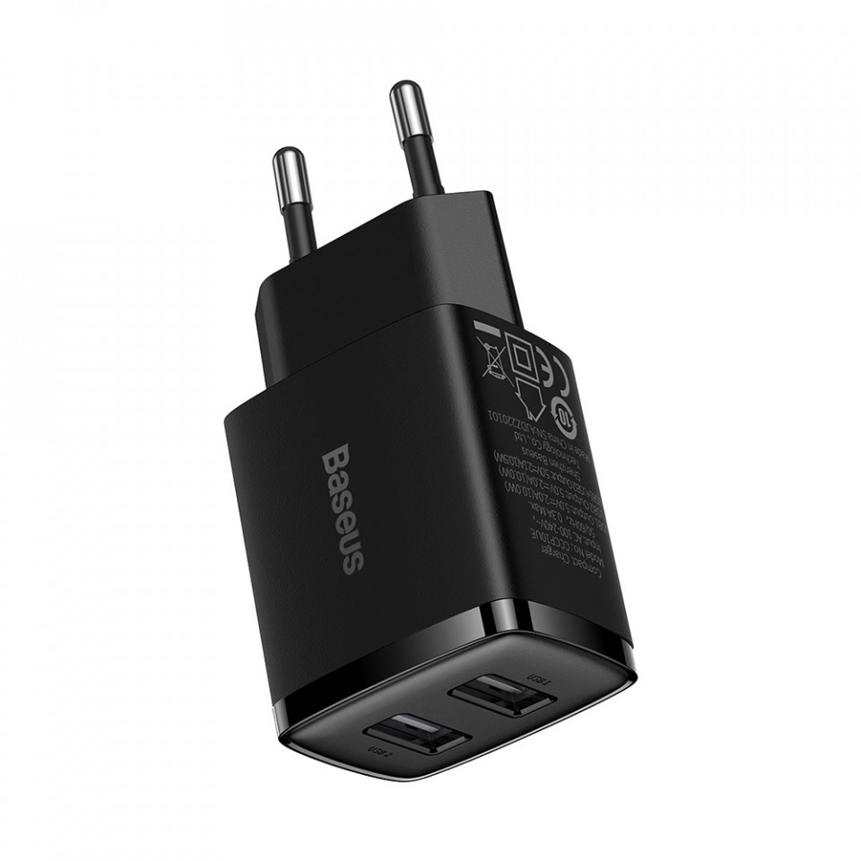 Incarcator priza 2xUSB 10.5W, Baseus (CCXJ010201) - Negru - 2 | YEO