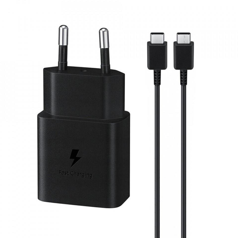 Incarcator priza fast charge 15W, 2A, cu cablu Type-C, Original Samsung - Negru - 2 | YEO