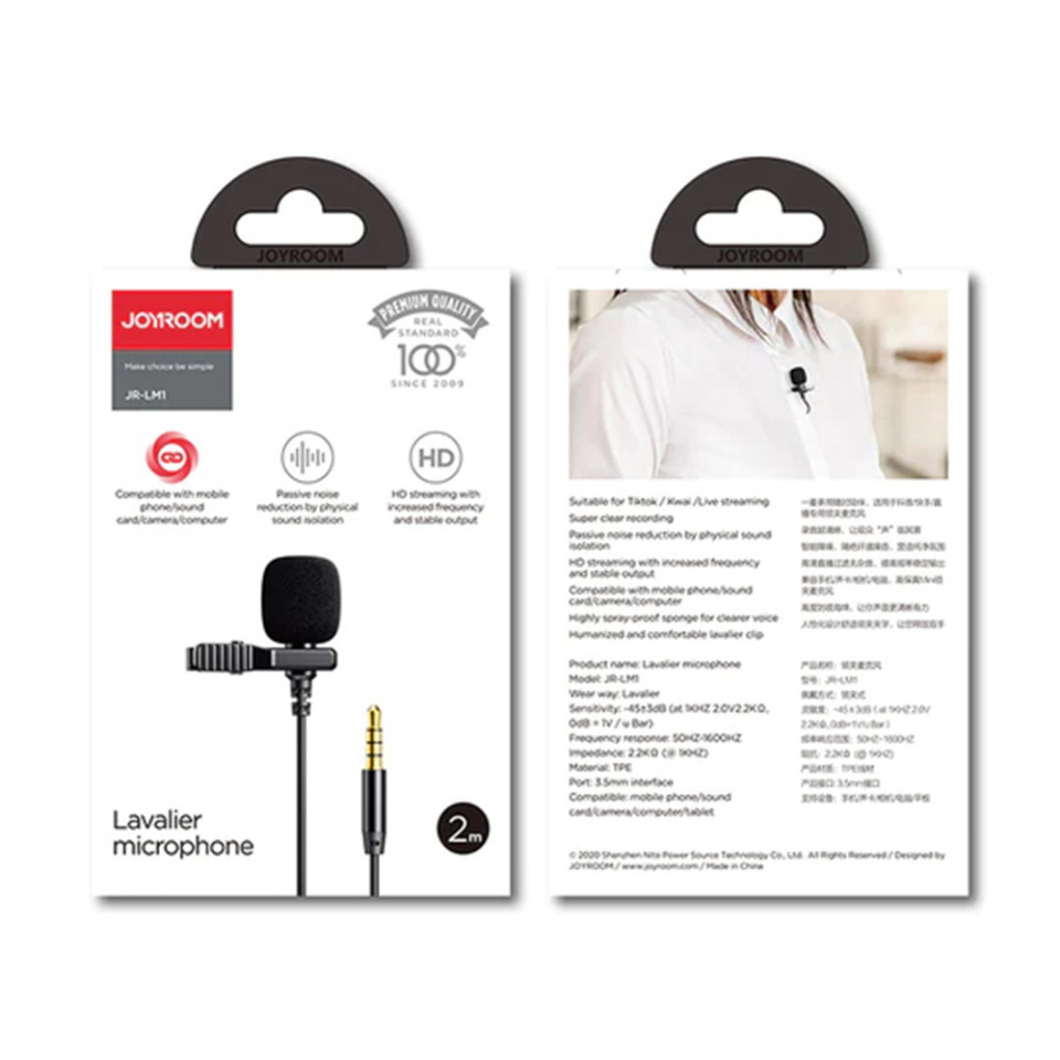 Lavaliera microfon cu Jack 3.5mm, 2m, JoyRoom - Negru - 3 | YEO