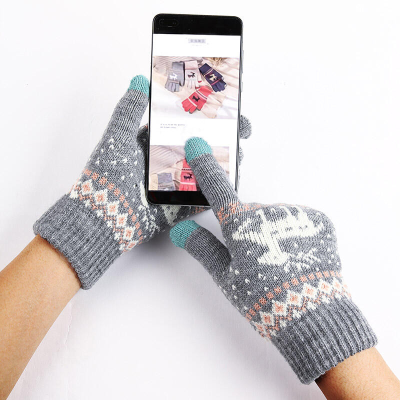 Manusi Touchscreen din lana si acril, dama, Skyddar ST02 - Gri - 3 | YEO