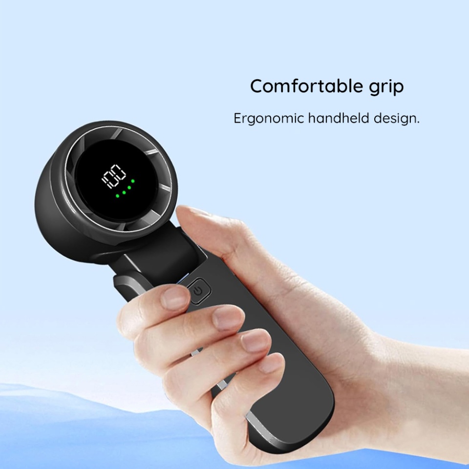 Mini Ventilator Portabil A9, LED Display, 5 Viteze, USB-C, Baterie 5000mAh, Silentios si Reincarcabil, Alb - 3 | YEO
