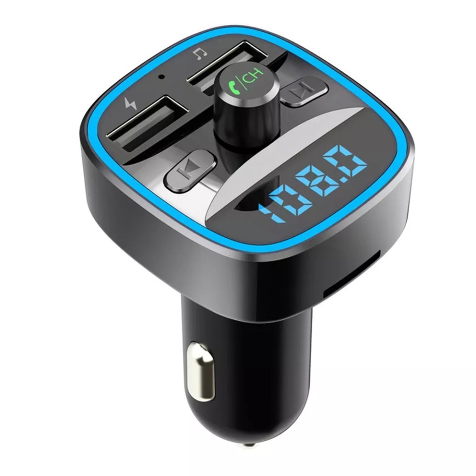 Modulator FM Auto 5V 2.4A Bluetooth, Dual USB, Slot Card TF, Afisaj LED, Lumina Albastra Ambientala, Techsuit JamLink MFM2, Negru - 3 | YEO