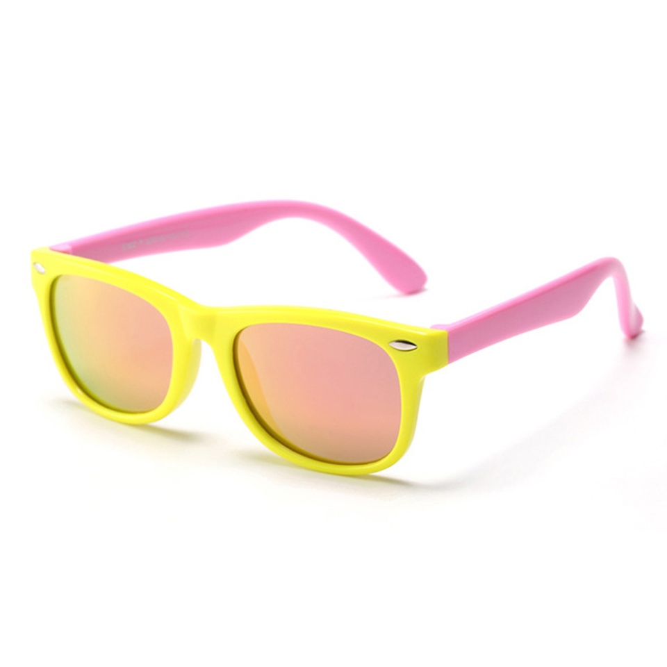 Ochelari de soare copii 3-8 Ani, Protectie UV, Polarizati, Skyddar Kido D802 - Roz Galben