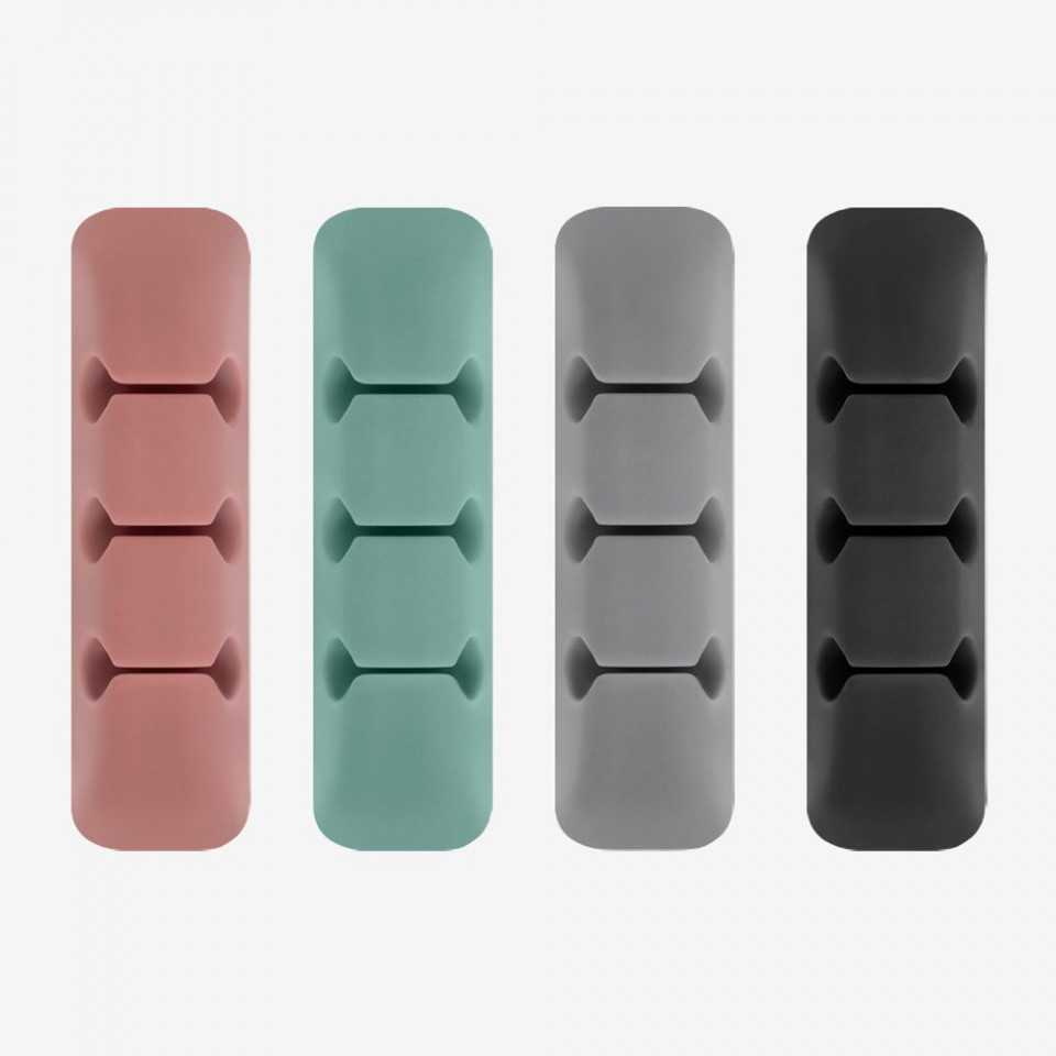 Organizator cabluri, din Silicon, Pachet (4x buc), TopK, 4 spatii - Multicolor - 1 | YEO