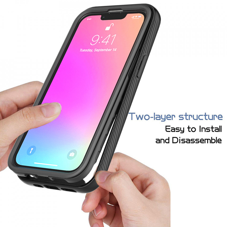 [Pachet 360°] Husa + Folie iPhone 13 Pro, Techsuit Defense - Negru - 3 | YEO
