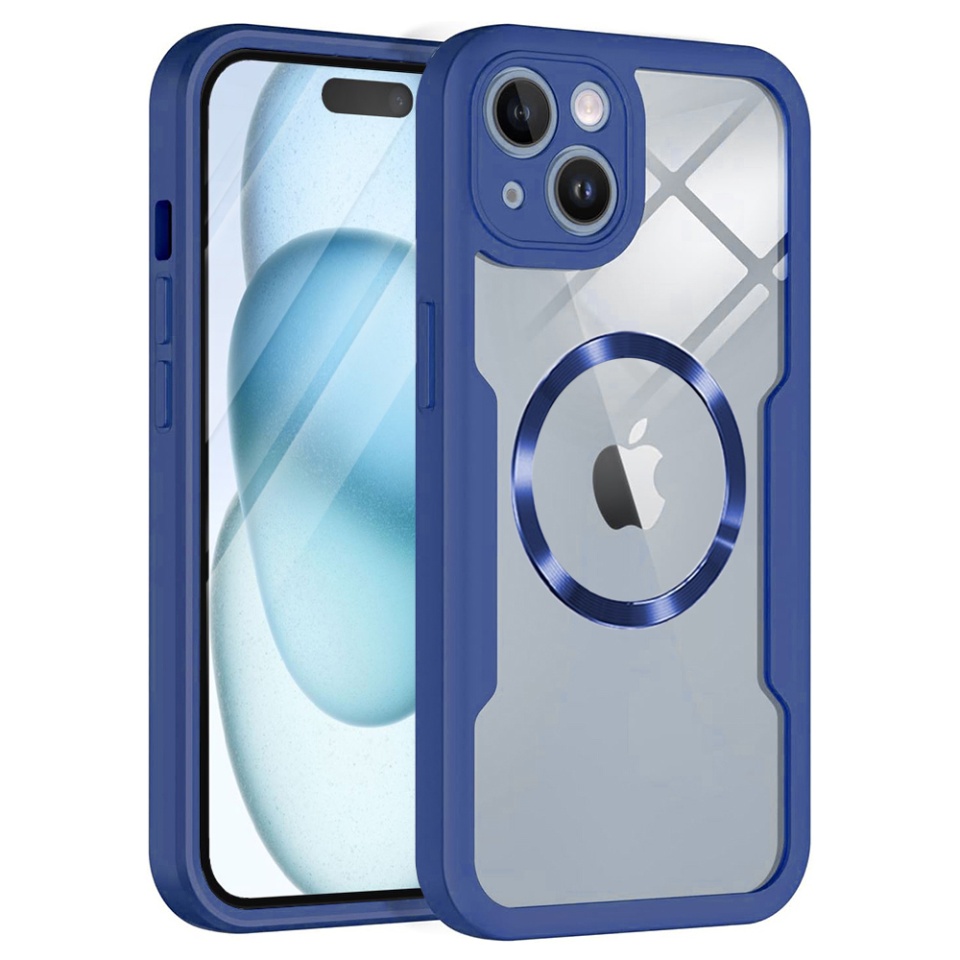 [Pachet 360°] Husa + Folie iPhone 15 Plus MagSafe, SKDR ColorShield 360° - Albastru