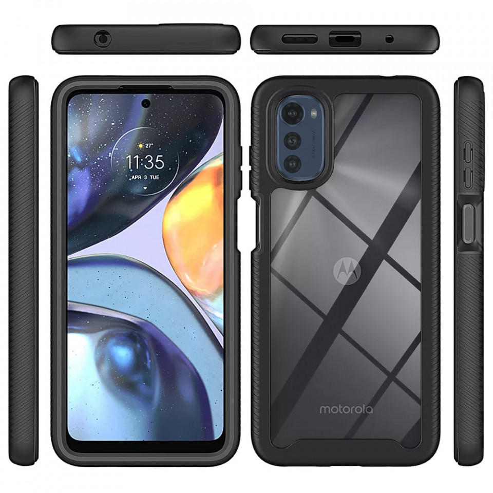 [Pachet 360°] Husa + Folie Motorola Moto E32, Techsuit Defense - Negru - 3 | YEO