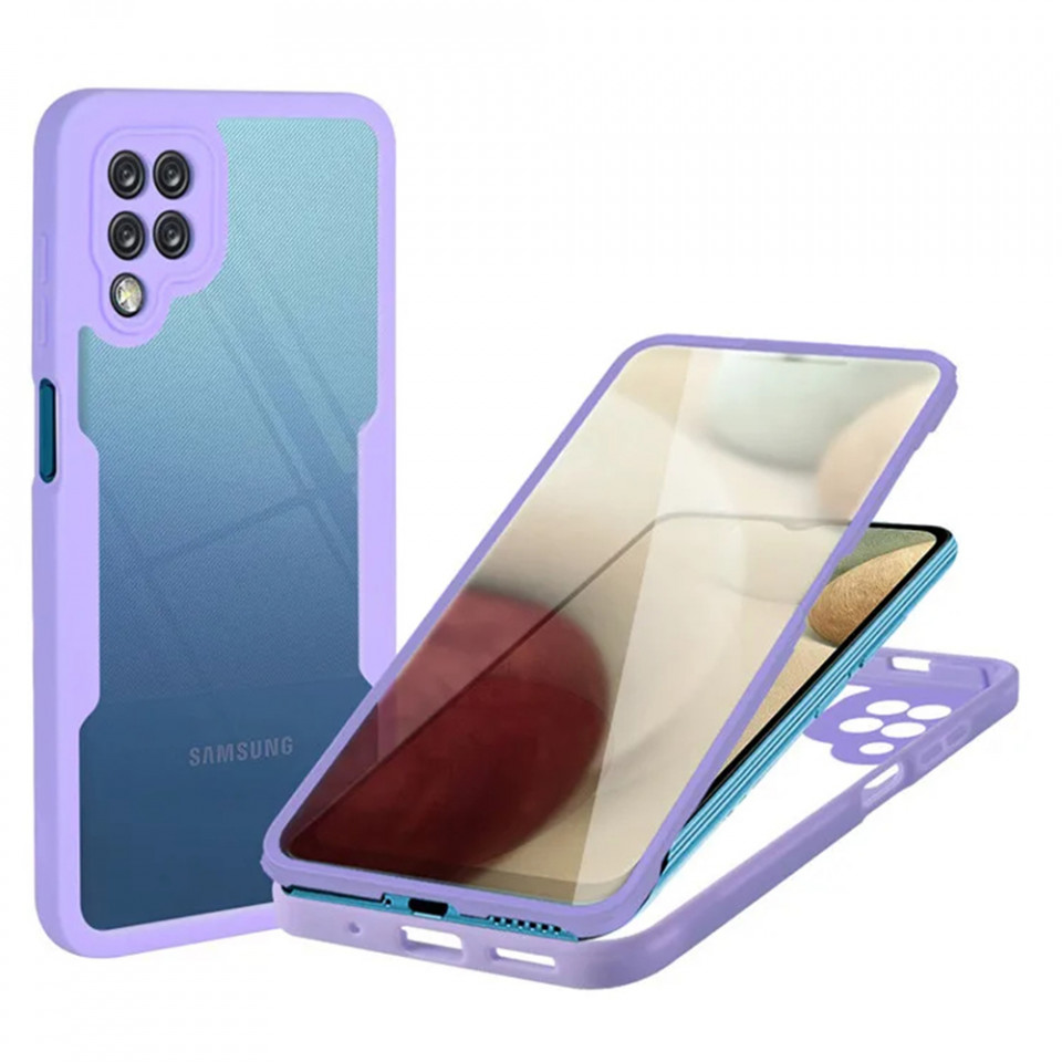 [Pachet 360°] Husa + Folie pentru Samsung Galaxy A12, SKDR ColorShield 360° - Mov