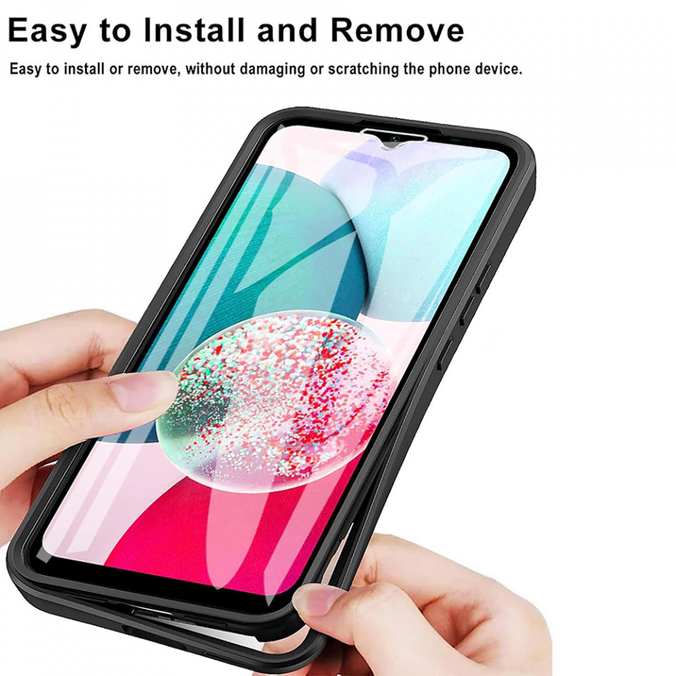 [Pachet 360°] Husa + Folie pentru Samsung Galaxy A14 5G / Galaxy A14 4G, SKDR ColorShield 360° - Negru - 2 | YEO