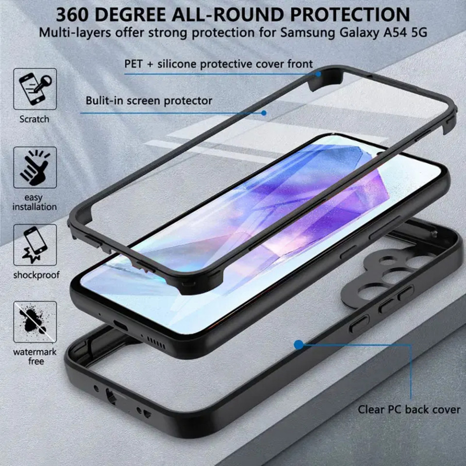 [Pachet 360°] Husa + Folie pentru Samsung Galaxy A35 5G, SKDR ColorShield 360° - Mov - 2 | YEO