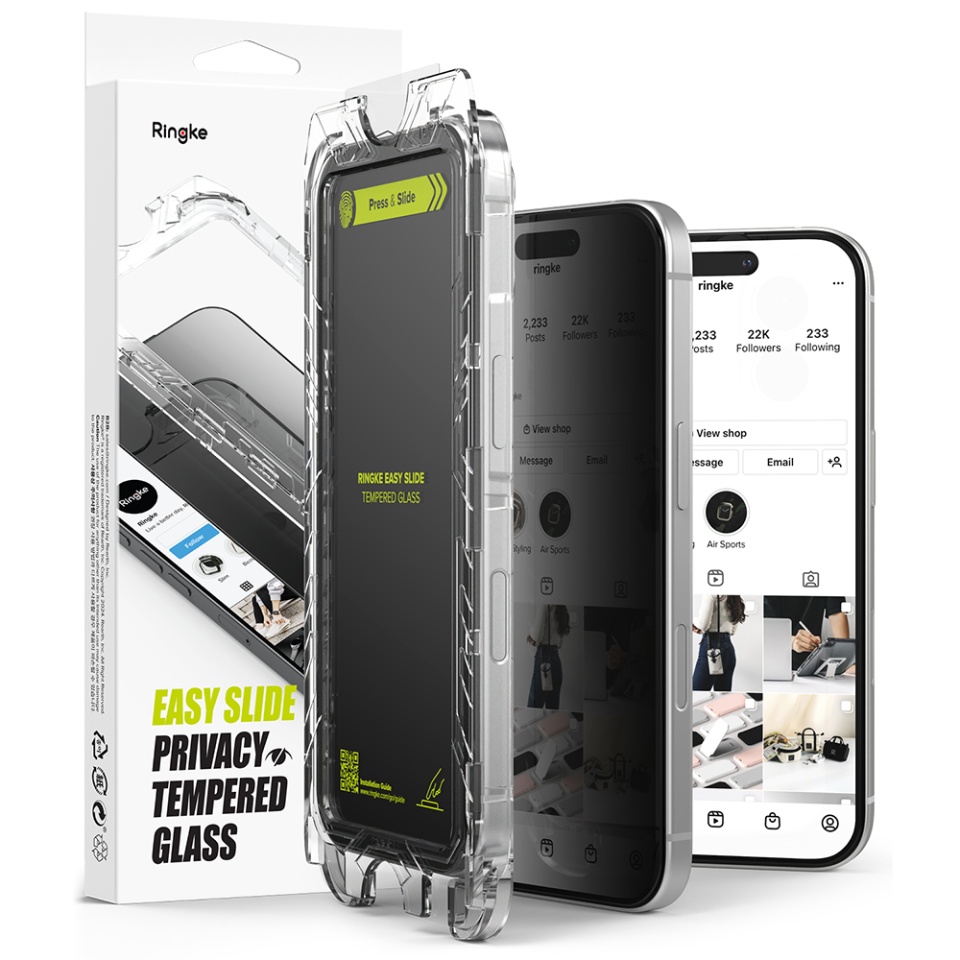 [Pachet x2] Folie sticla iPhone 16 Pro, Claritate si Protectie Maxima, Strat Oleofobic Anti-Amprenta, Ringke Easy Slide - Transparenta