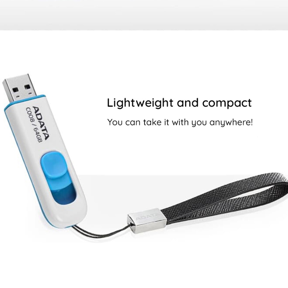 Stick de Memorie USB 2.0 FlashDrive, 64GB, Adata, AC008, Alb - 3 | YEO