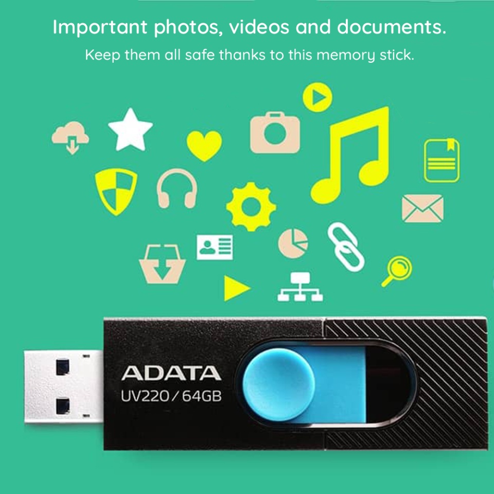 Stick Memorie USB 2.0 FlashDrive, 32GB, Adata, Memory Stick UV220, Negru - 2 | YEO