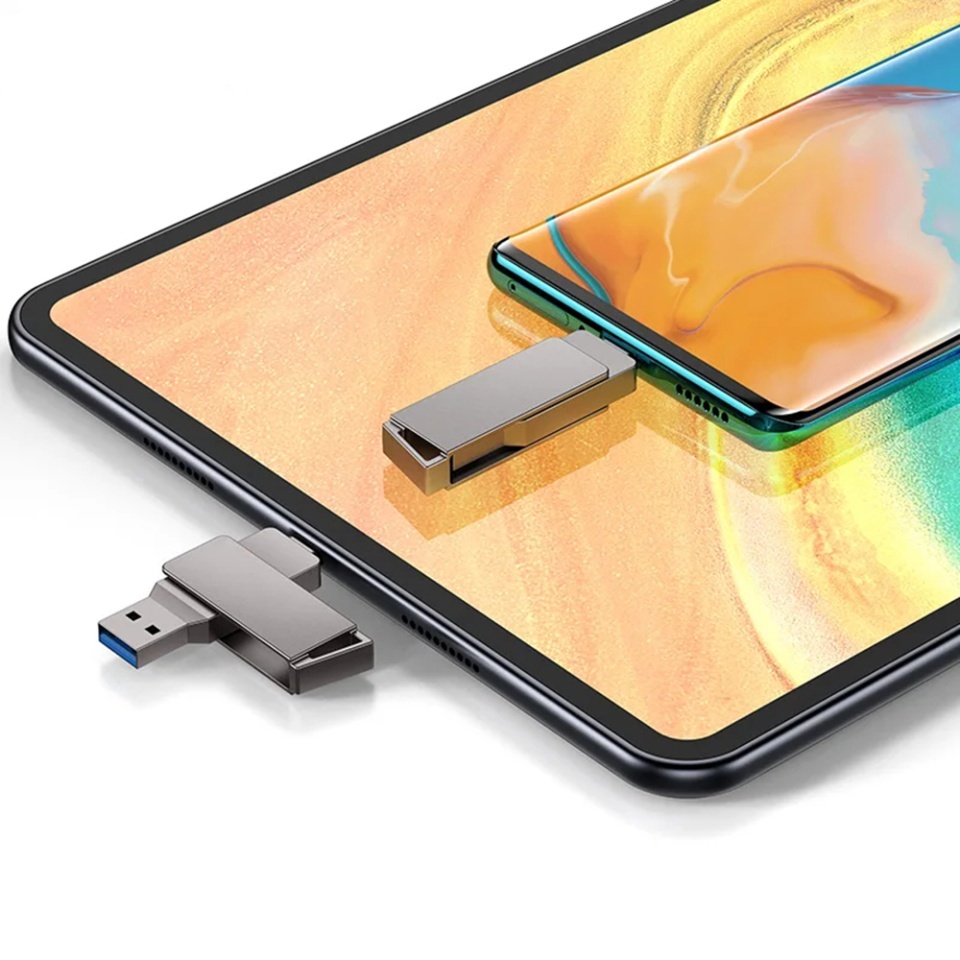 Stick Memorie USB 3.0 si Type-C, Dual-Interface, 16GB, High Speed FlashDrive, Skyddar THSM19, set cu sticker, Gri - 1 | YEO