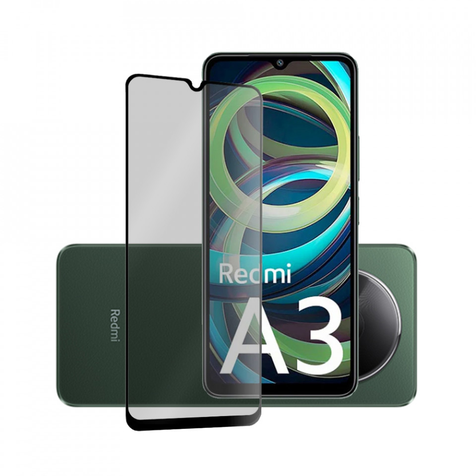 Sticla pentru Xiaomi Redmi A3, Anti-spy Ultra HD, Protectie 9H, Montare Simplă, SKYDDAR 111D Privacy - Black Frame