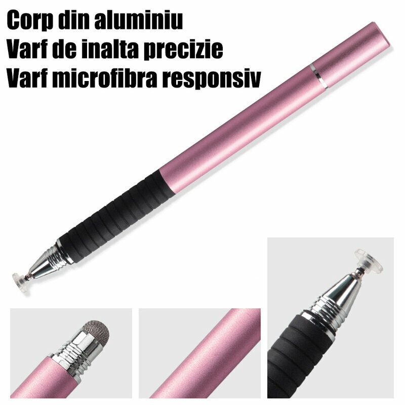 Stylus Pen Universal pentru Telefon, tableta iPad, Android, Windows, Varf Cupru, Magnetic, USB-C, (JC02) - Roz - 1 | YEO