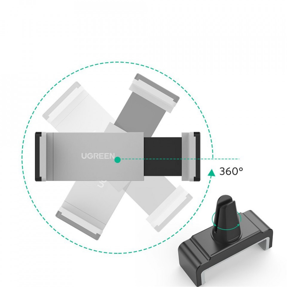 Suport auto grila ventilatie (30283), rotatie 360°, Ugreen - Negru gri - 3 | YEO