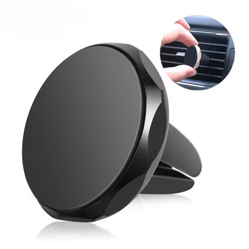 Suport Auto Grila Ventilatie Magnetic, Compatibilitate Universala, SKDR TinyGrip (S9), Negru Argintiu, set cu sticker - 2 | YEO