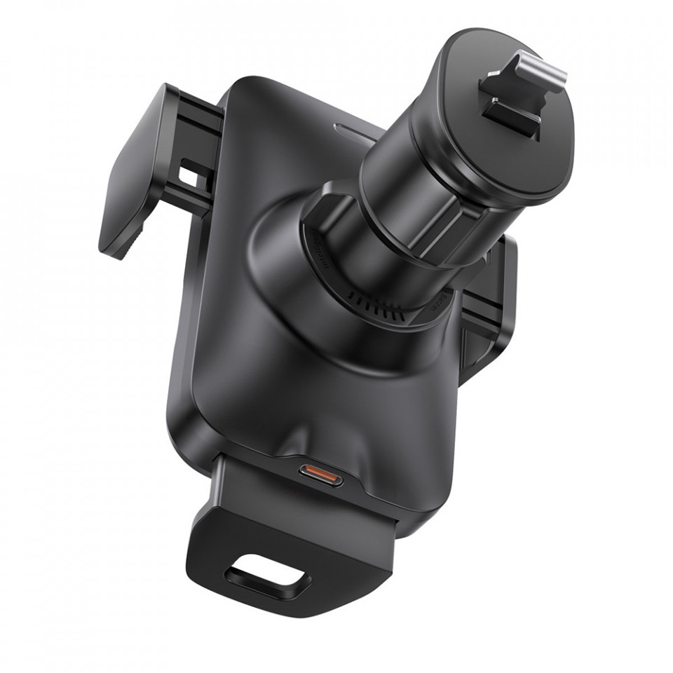 Suport auto incarcare wireless, grila ventilatie, 15W, Baseus Wisdom (CGZX000001) - Negru - 3 | YEO