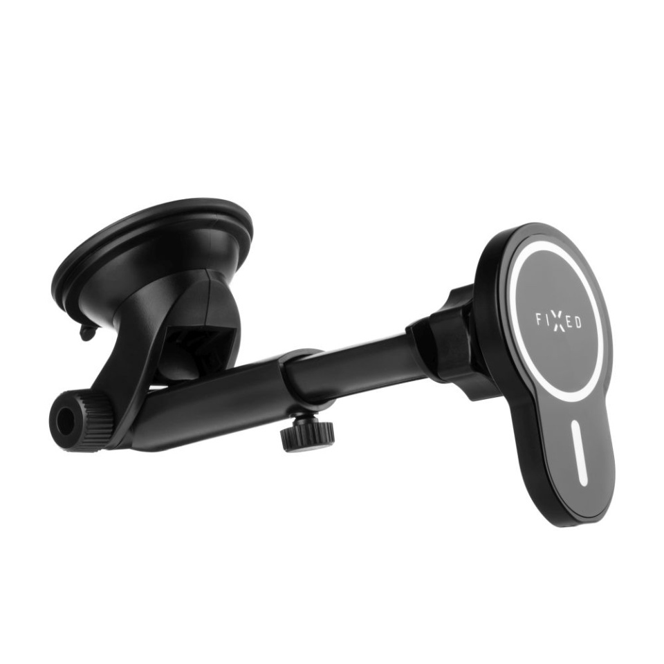 Suport Auto Telefon cu Incarcare Wireless 15W FIXED MagClick iOS/Android Prindere Bord/Parbriz, Negru - 1 | YEO