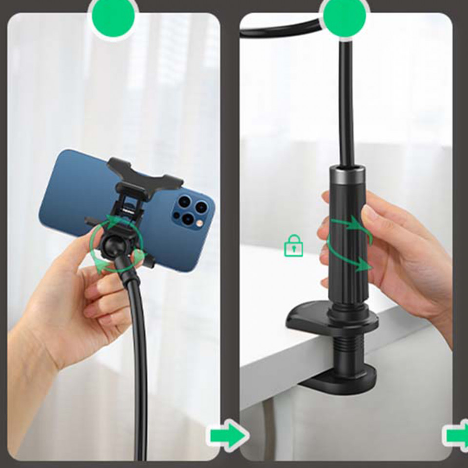 Suport Birou, Clama Prindere, Brat Ajustabil, 120cm, Dimensiune Max 6.5 inch, Ugreen, Negru - 5
