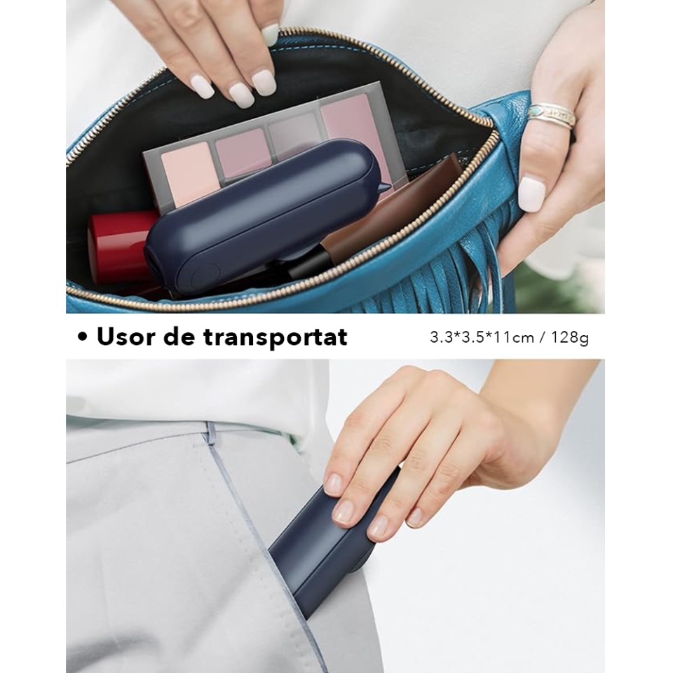 Ventilator Ultra Portabil 3 in 1, De Mână, De Birou, De Gât, 3 Trepte Viteza, Pliabil cu baterie Portabila 2000mAh, Autonomie 20h, SKDR AirMini - Albastru - 1 | YEO