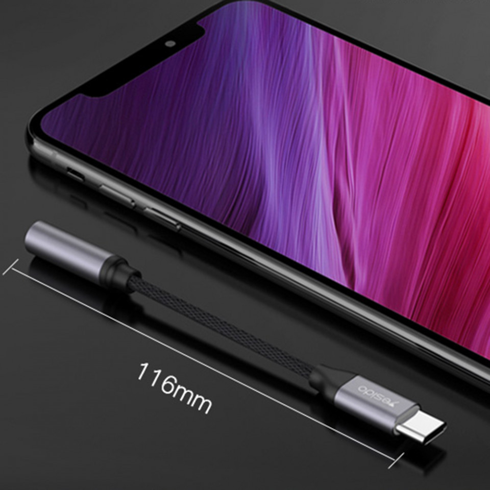 Adaptor Audio Type-C la Jack 3.5mm (YAU-19), Yesido - Negru - 3 | YEO