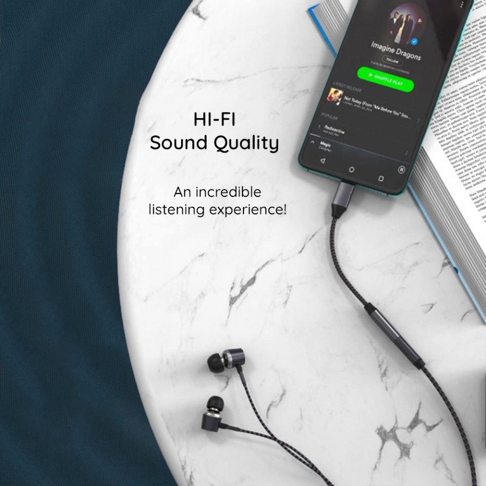 Adaptor Audio Type-C, MusicDoX AC8, Hi-Fi, 3A, Gri - 2 | YEO