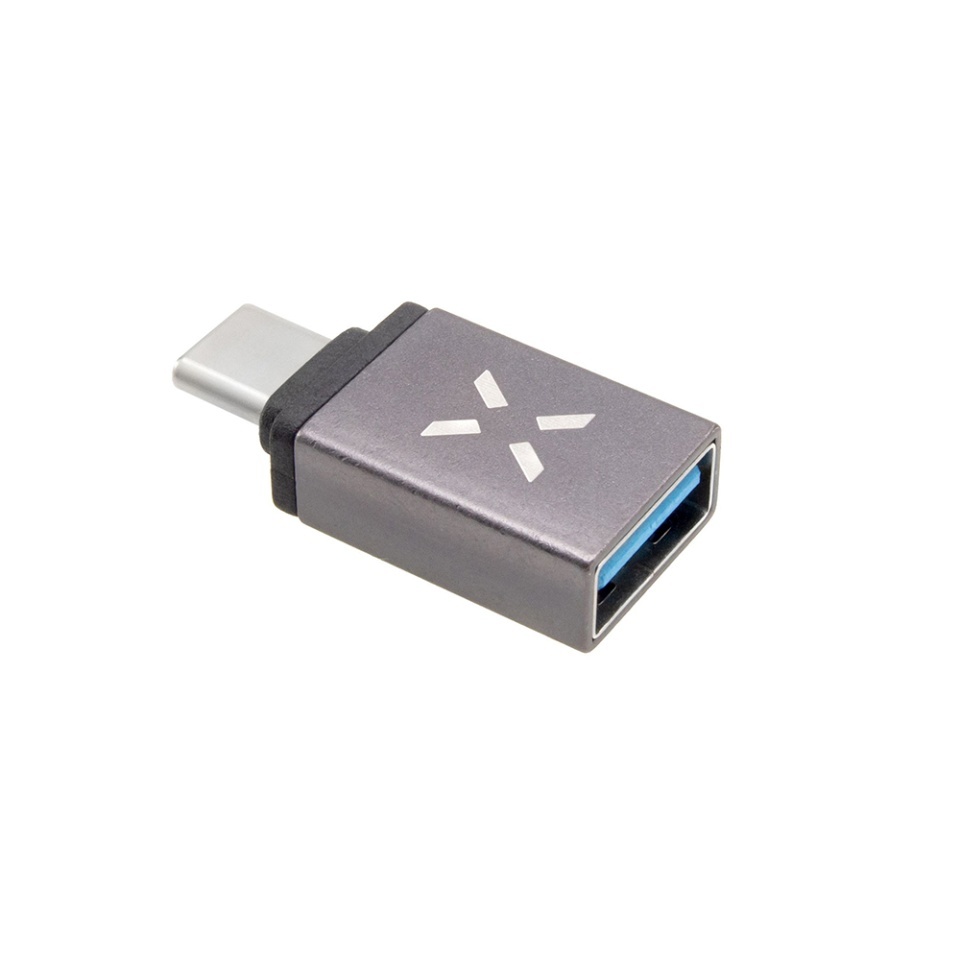 Adaptor USB 3.0 la USB-C, Viteza 5Gbps, 2.4A, Compatibil Universal, Corp Aluminiu, Fixed FIXA, Gri - 1 | YEO