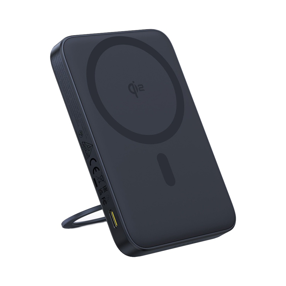 Baterie Externa, Baseus, Incarcare Rapida, Magnetic, Type-C, Qi2, Fast Charging, 20W, 5000mAh, Cablu Type-C, PicoGo, Negru