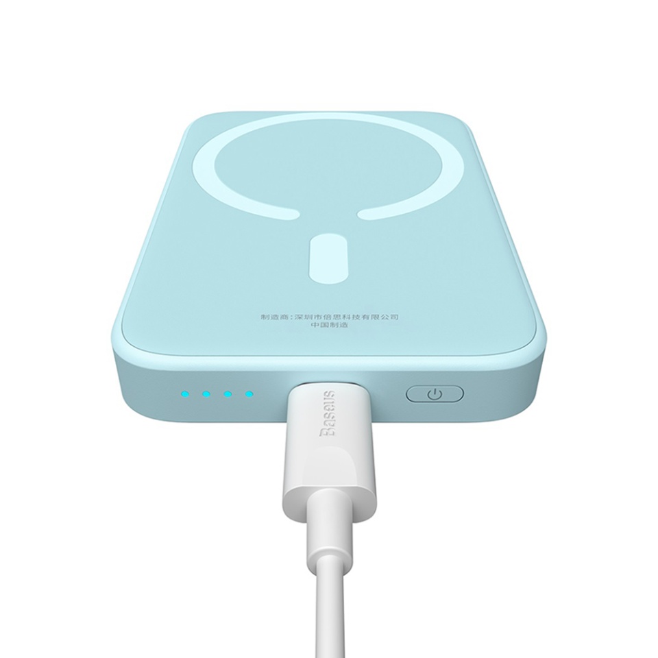 Baterie Externa, Baseus, Magnetica, Incarcare Rapida, MagSafe, USB-C, 6000mAh, 20W, Magnetic Mini, Albastru - 2 | YEO