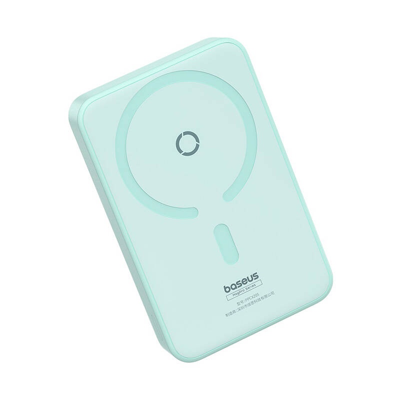 Baterie Externa, Baseus, Magnetica, USB-C, 5000mAh, 20W, MagSafe, Cable Type-C, 3A, 30cm, MagPro Magnetic, Verde - 3 | YEO