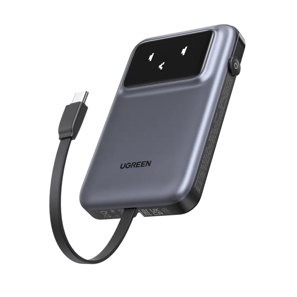 Baterie Externa USB, Type-C cablu, 10.000mAh, 30W, Ugreen Power Bank PB511, Gri - 1 | YEO