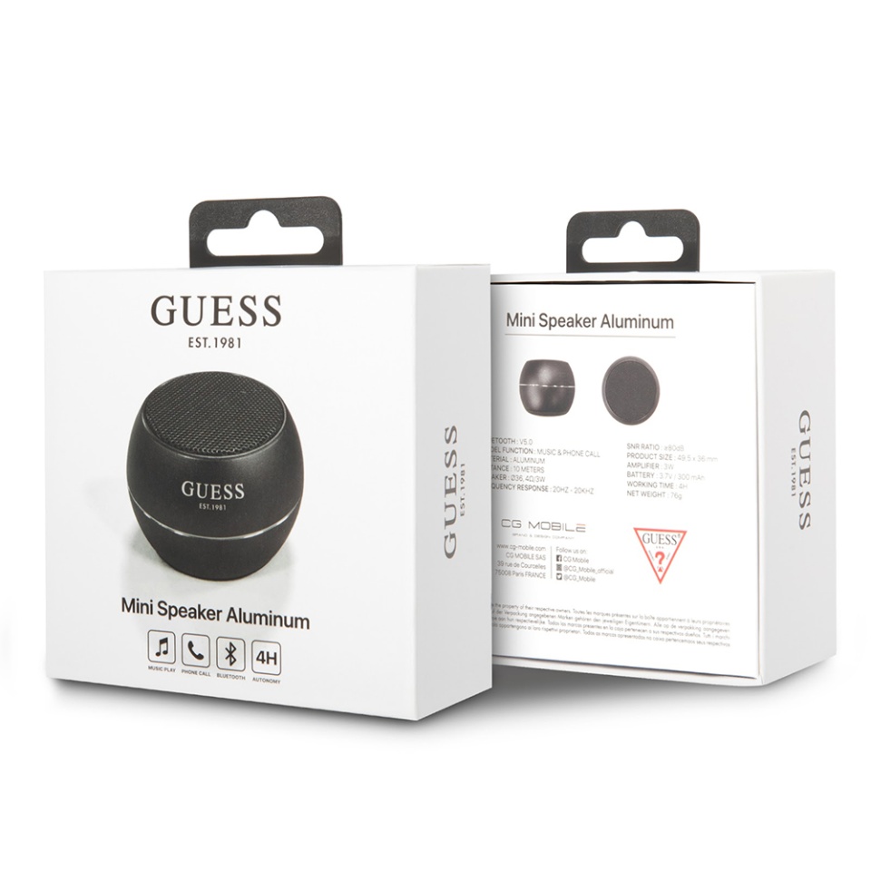 Boxa portabila Guess Mini Bluetooth Speaker (GUWSALGEP), 3W, Autonomie 4 ore, Negru - 2 | YEO