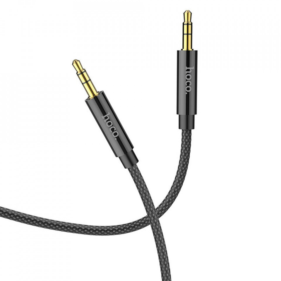 Cablu adaptor audio (UPA19), Jack 3.5mm to Jack 3.5mm, 2m, HOCO - Negru