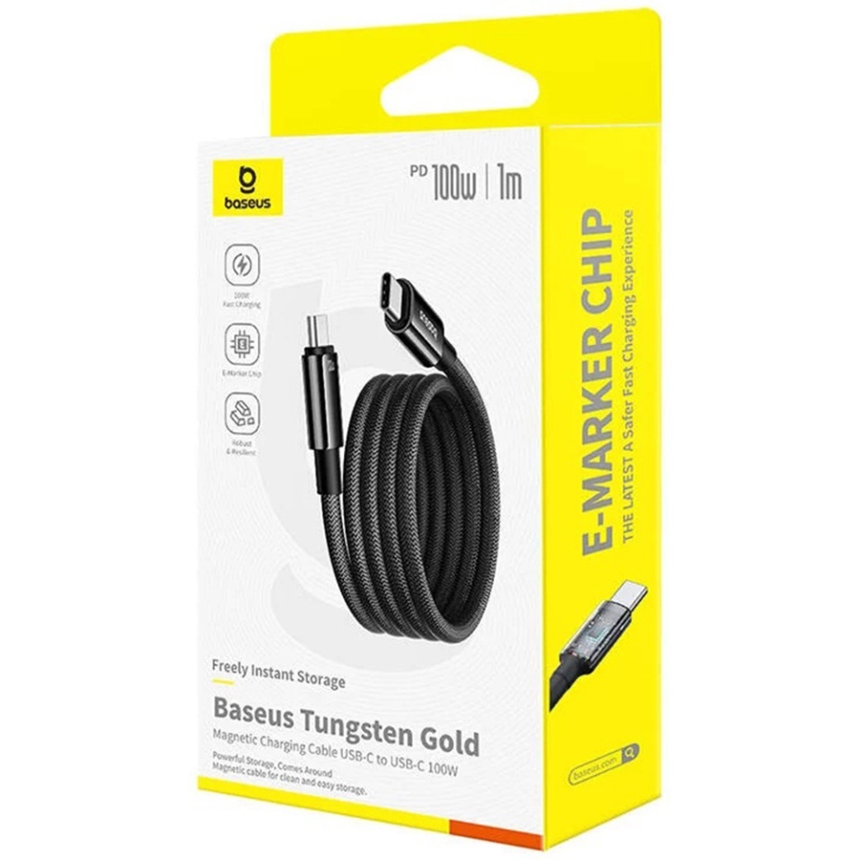 Cablue de Date Type-C la Type-C 100W, Super Fast Charging, 1m, 480Mbps, Baseus Tungsten Gold, Negru - 3 | YEO