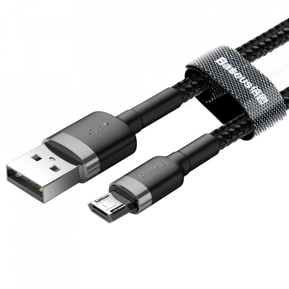 Cablue de date USB la Micro-USB, 1.5A, 2m, Cafule Baseus (CAMKLF-CG1) - Gri Negru - 1 | YEO