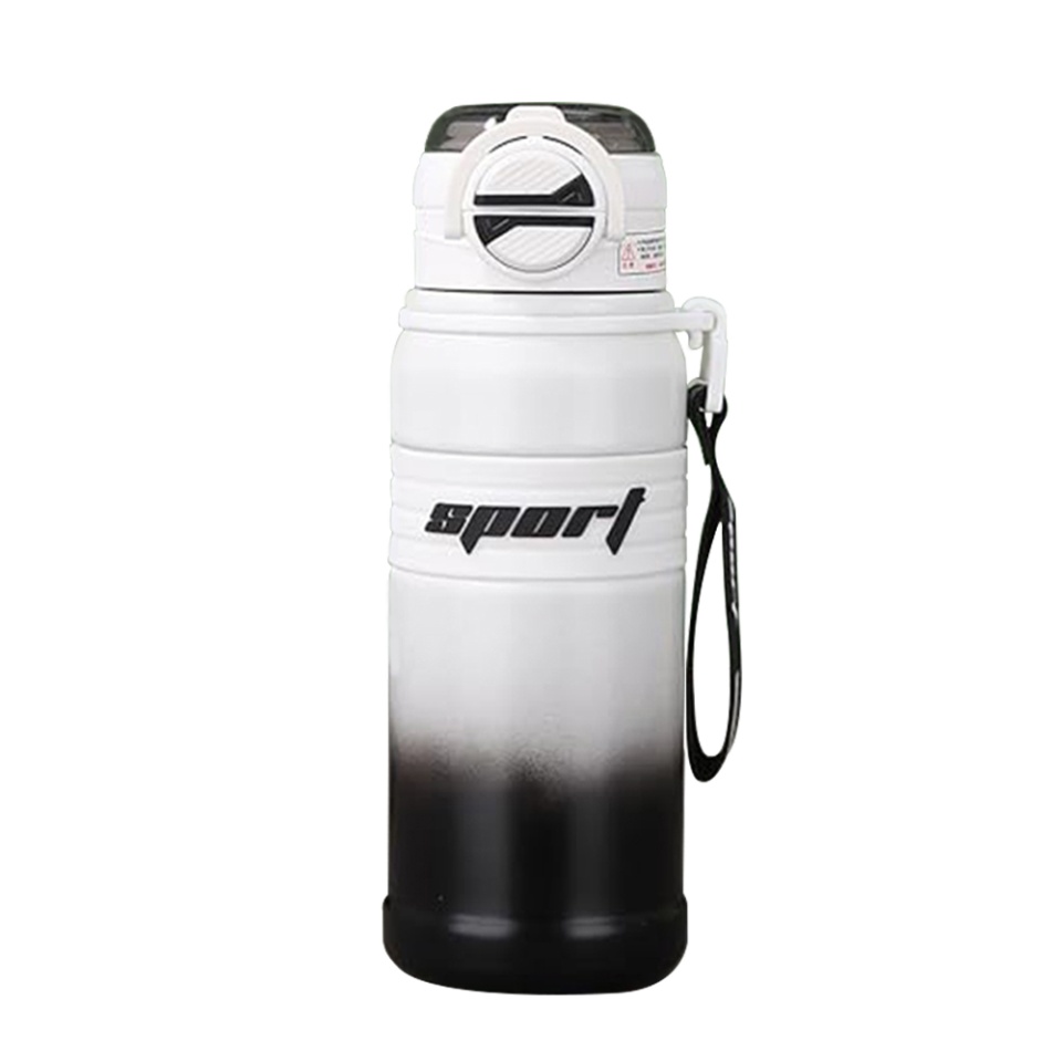 Cana termos, BPA-FREE, Rezistent la rugina si la scurgeri, Reutilizabil, Bauturi calde si reci, Pentru apa, ceai sau cafea, Otel inoxidabil, 680ml, THM9 - Alb