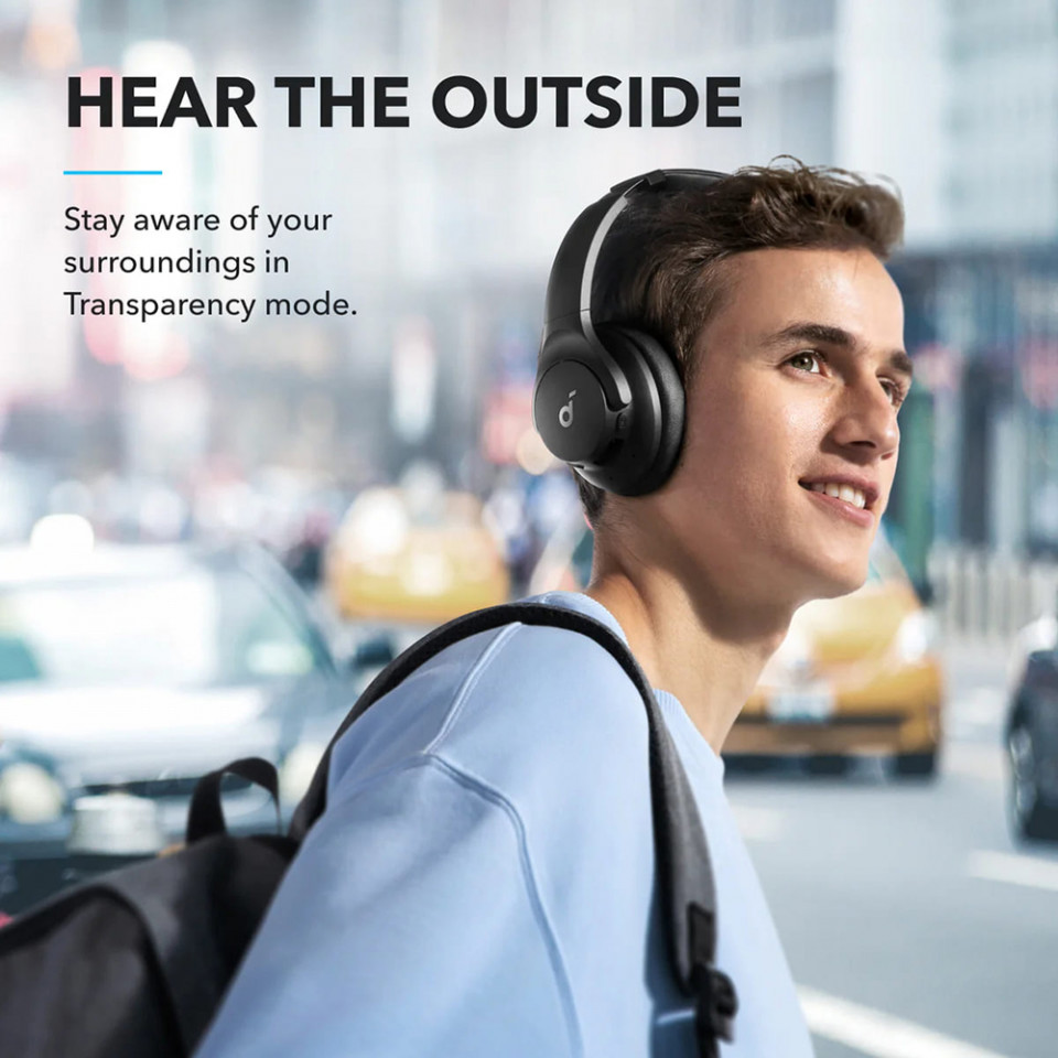 Casti Bluetooth on-ear Hybrid Active Noise Cancelling - Anker (A3004G11) - Black - 2 | YEO
