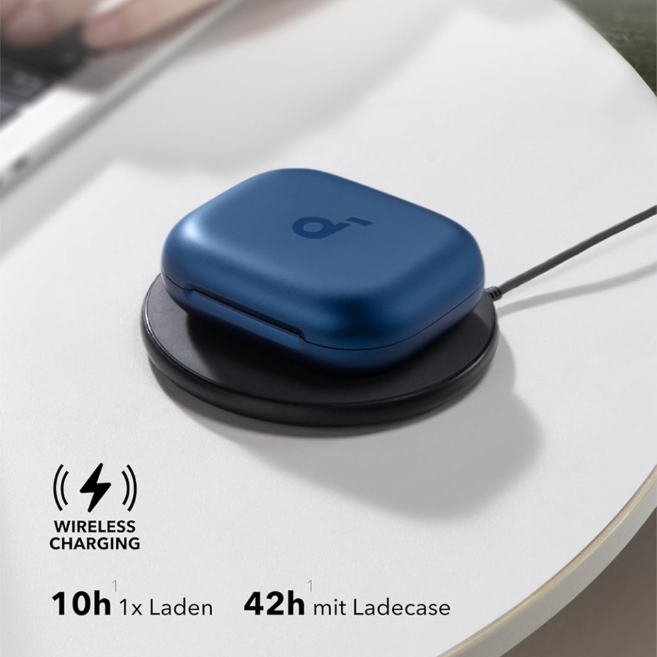 Casti Bluetooth Wireless, Anker SoundCore AeroFit 2, Casti fara Fir, Bluetooth 5.4, TWS, USB-C, cu dock de incarcare, Rezistente la Praf IP55, Albastru - 2 | YEO