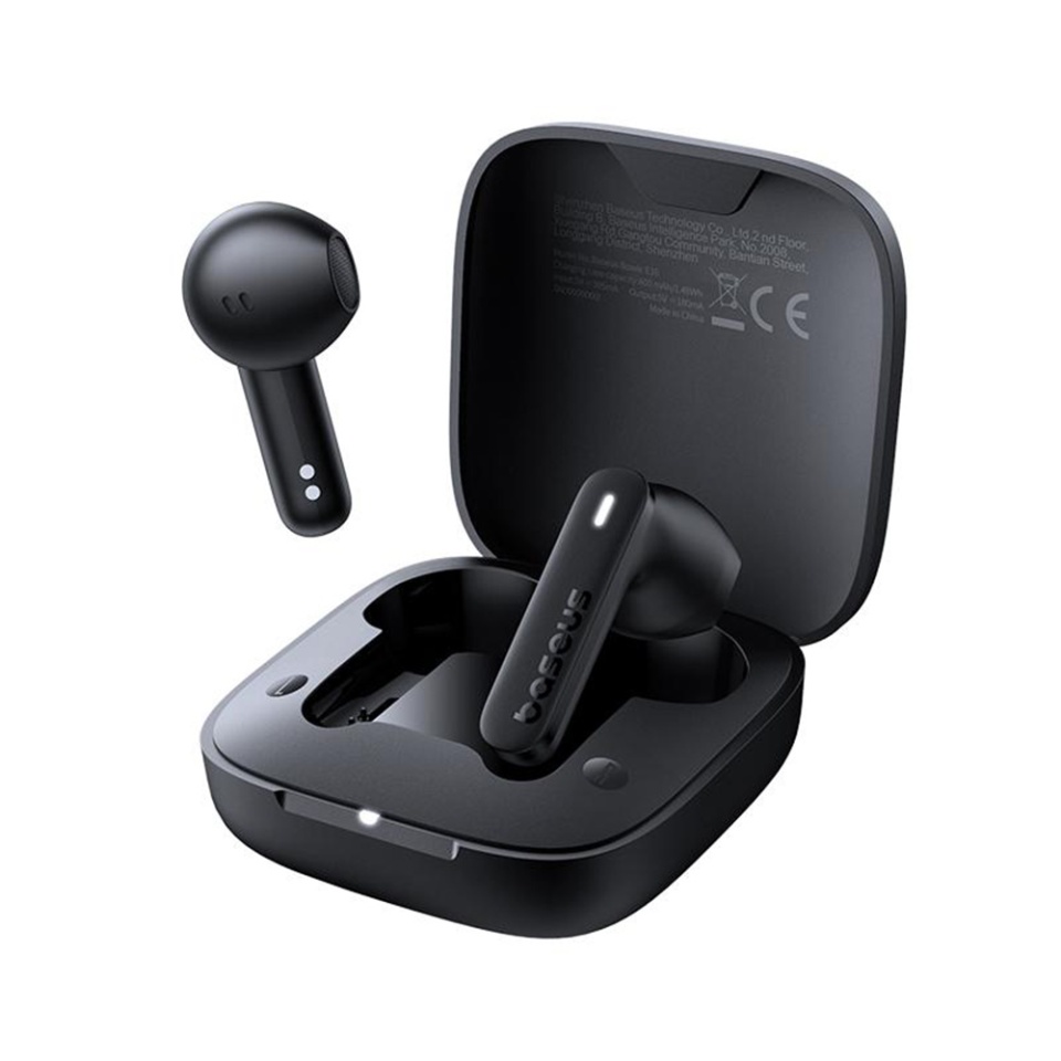 Casti Bluetooth Wireless, Baseus Wireless Earbuds Bowie E16, Casti fara Fir, Bluetooth 5.3, TWS, USB-C, cu dock de incarcare, Rezistente la Praf IPX4, Negru