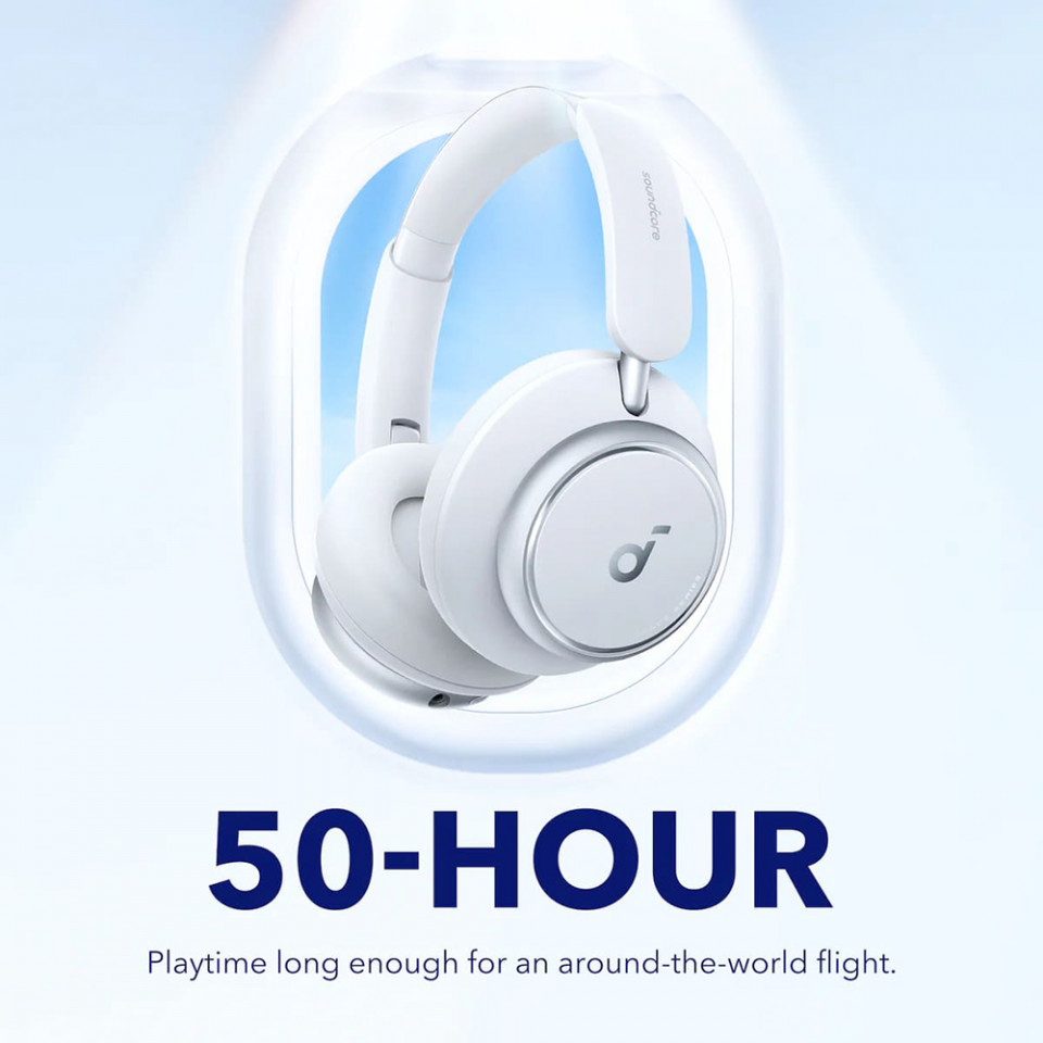 Casti On-Ear Bluetooth 5.3, Noise Cancelling, USB-C - Anker Space Q45 (A3040G21) - White - 1 | YEO