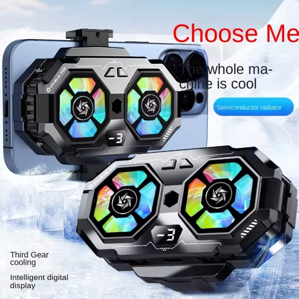Cooler magnetic pentru telefon SL22, cu lumini RGB, detasabil, racire rapida, buton viteze, Universal, set cu sticker, Negru - 2 | YEO